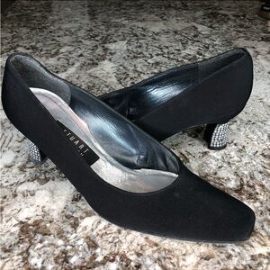 Stuart Weitzman Black Pumps Rhinestone Cover Block Heels Pumps - Size 8.…